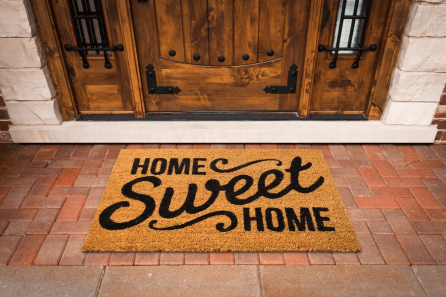 cute front door mat that says home sweet home 